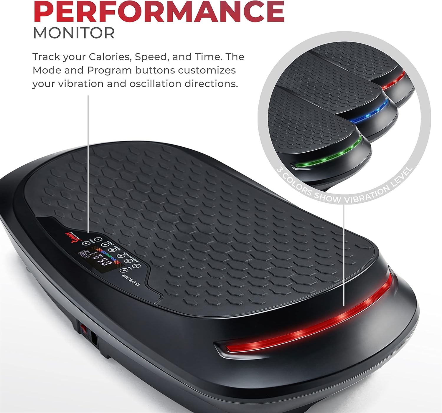 Sunny Health  Fitness Vibration Plate Exercise Machine, Full Body Vibrate Platform for Lymphatic Drainage with Multiple Speeds and Modes, Vibrating Plate Machine for Tension Relief amp; Weight Loss