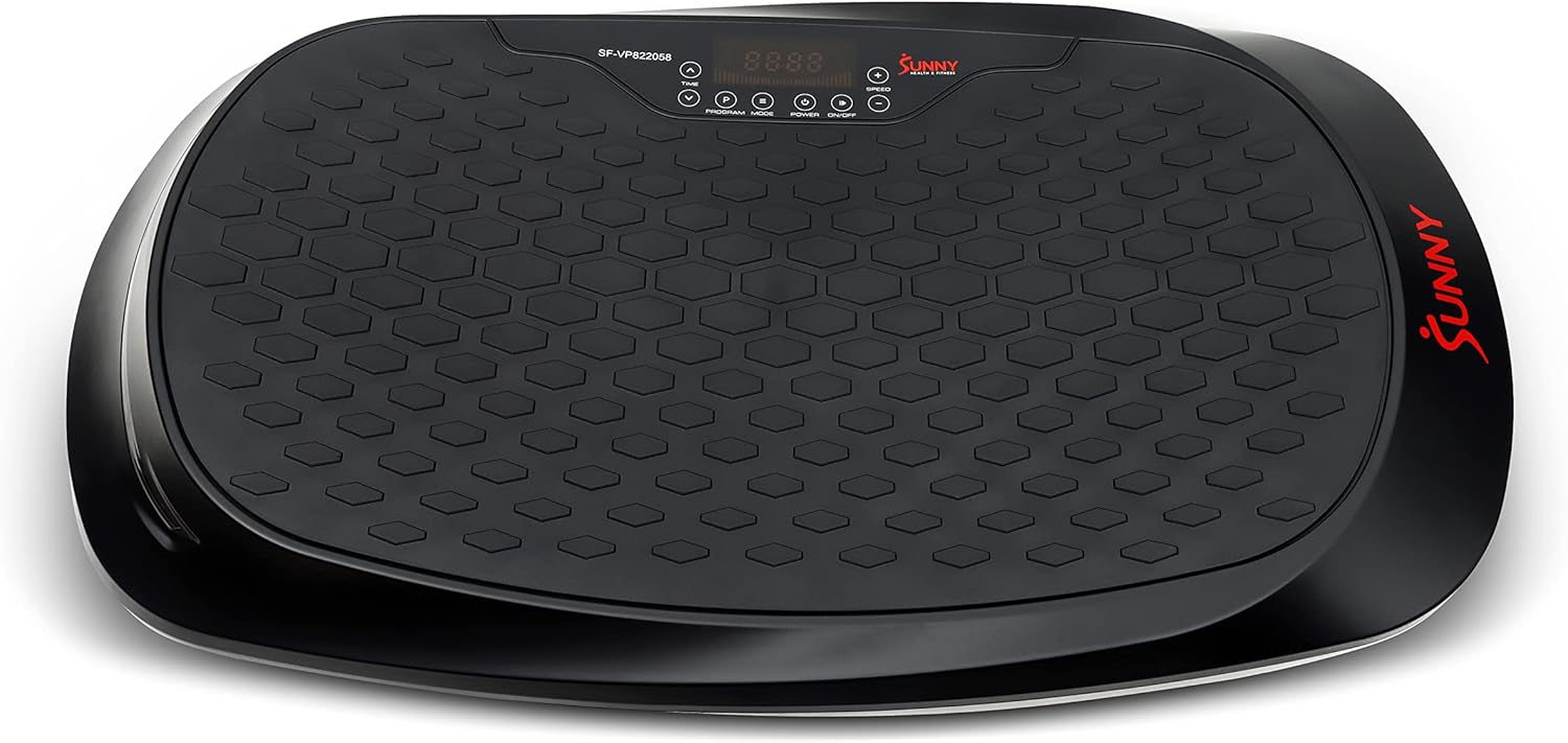 Sunny Health  Fitness Vibration Plate Exercise Machine, Full Body Vibrate Platform for Lymphatic Drainage with Multiple Speeds and Modes, Vibrating Plate Machine for Tension Relief amp; Weight Loss