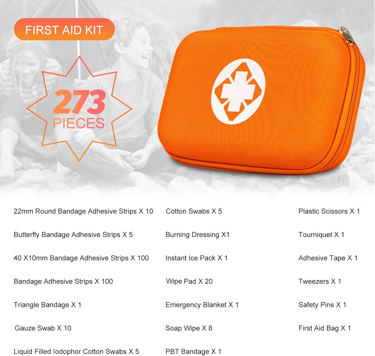 Car-Home Survival First-Aid Kit Emergency-Kit - Orange 273Piece Equipment Travel Supplies First Aid Set Home Essentials Camping Hiking YIDERBO · v2