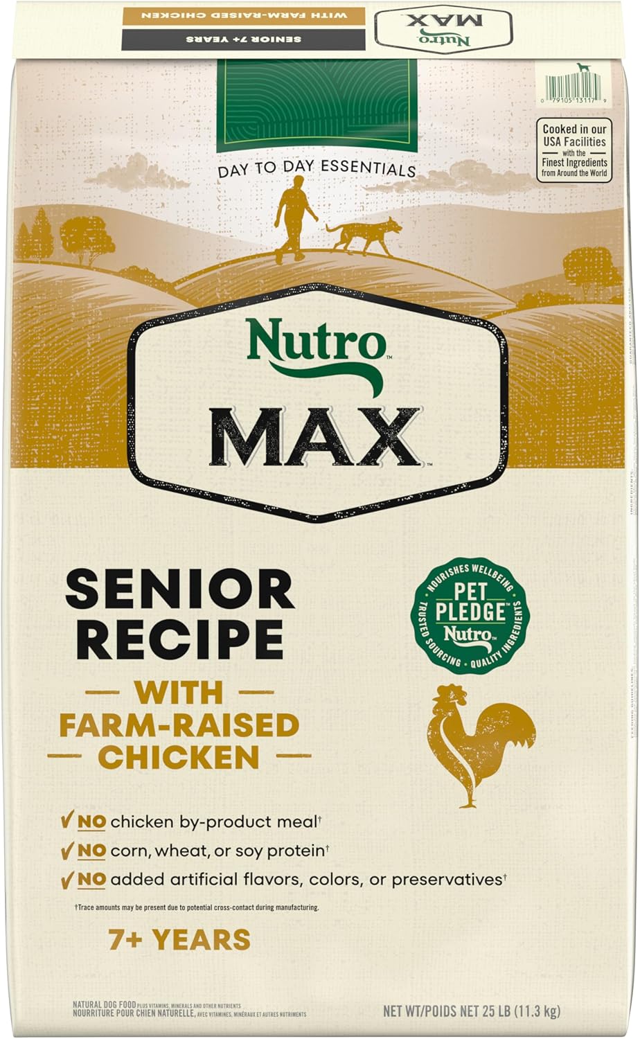 농장에서 키운 닭고기를 넣은 Nutro Max Senior Dry Dog Food, 25파운드 가방