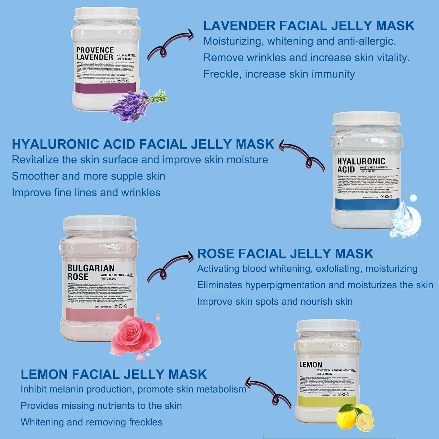 Jelly Mask Powder for Facial Professional Natural Gel Powder hydrojelly Mask Peel Off Face Masks SkinCare, Moisturizing  Hydrating 23 Fl Oz (Hyaluronic Acid)