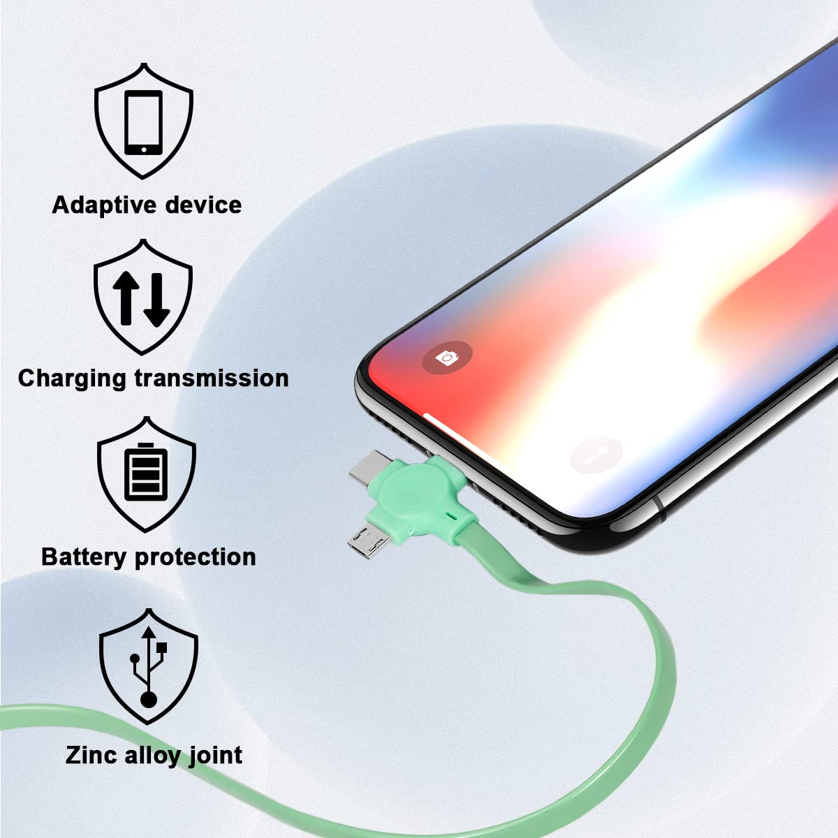 2 Pack 3 in 1 Multi Retractable Charging Cable, Three in One Charging Cable Roll, Multi Retractable USB Cable Charger Cable with Micro USB IP Type C Connectors · v2