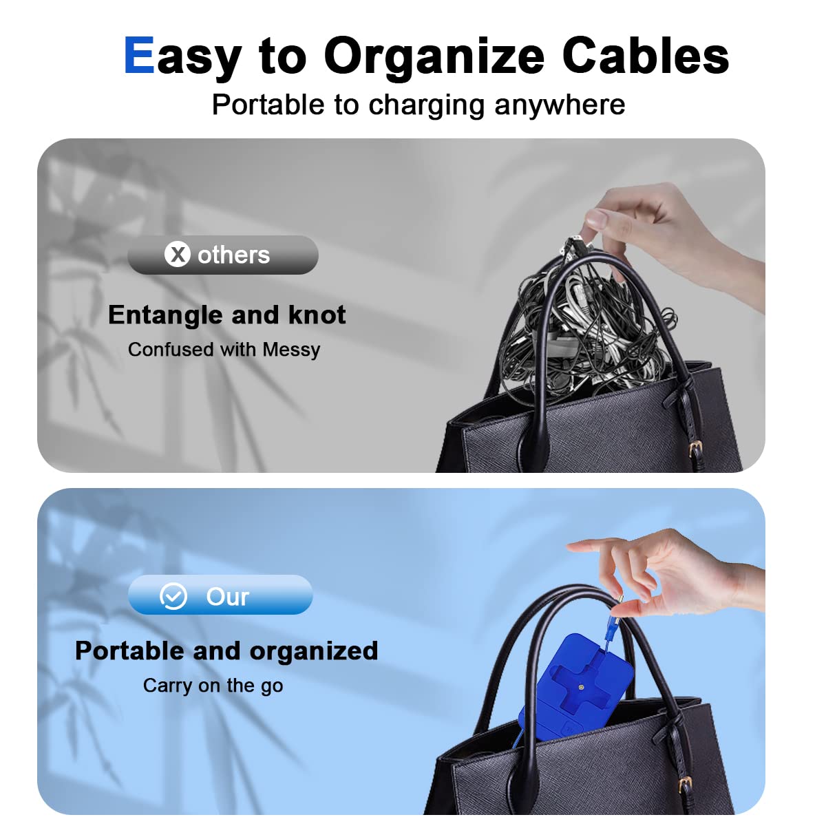 2 Pack 3 in 1 Multi Retractable Charging Cable, Three in One Charging Cable Roll, Multi Retractable USB Cable Charger Cable with Micro USB IP Type C Connectors · v2