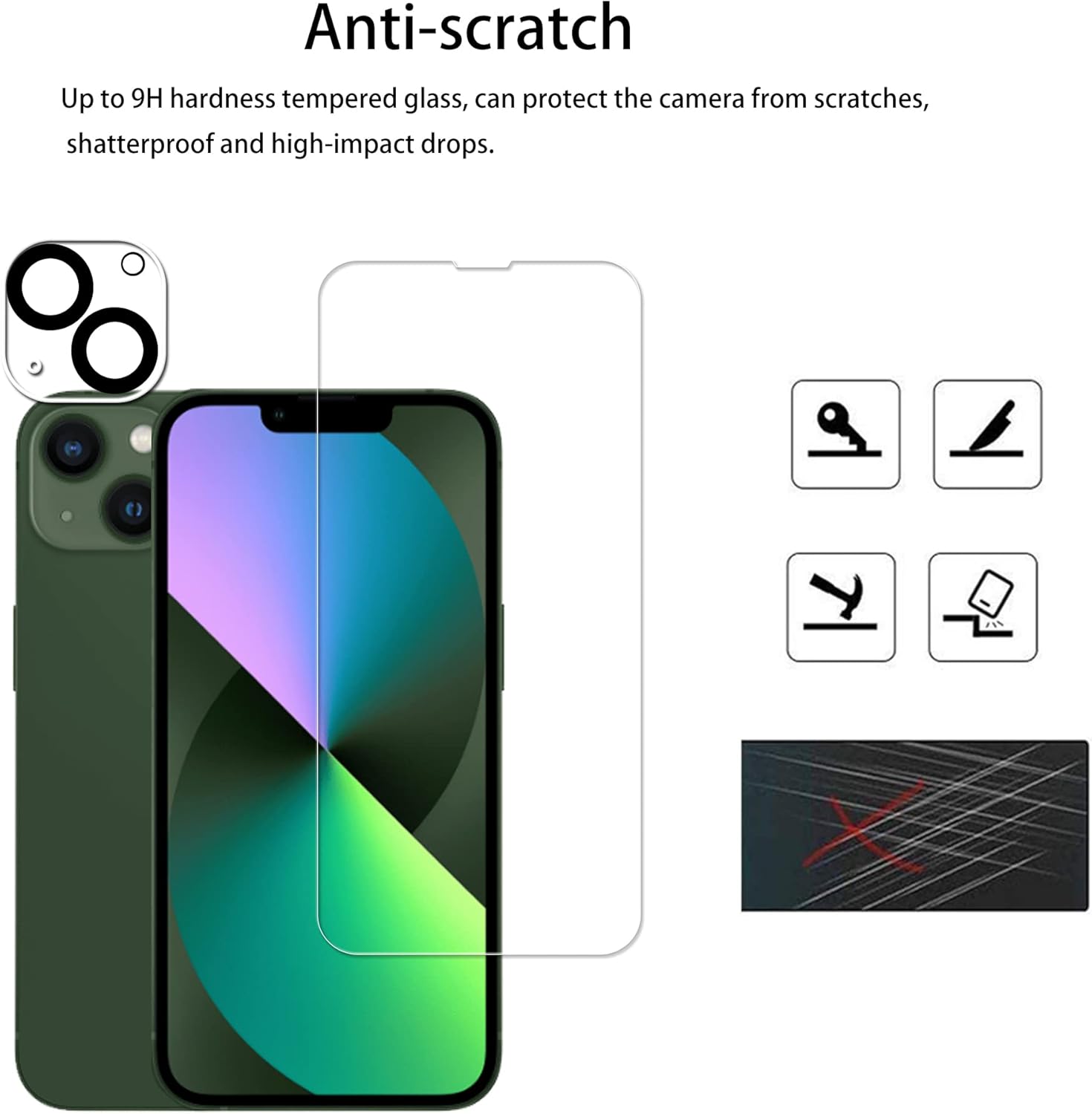 Easy Alignment Frame Designed For iPhone 13 [6.1 inch] Tempered Glass Screen Protector 2-Pack Camera Lens Protector Film 2-Pack