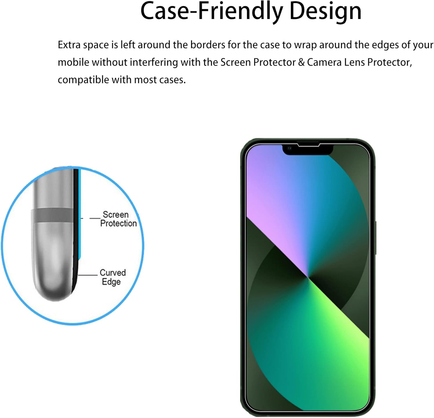 Easy Alignment Frame Designed For iPhone 13 [6.1 inch] Tempered Glass Screen Protector 2-Pack Camera Lens Protector Film 2-Pack