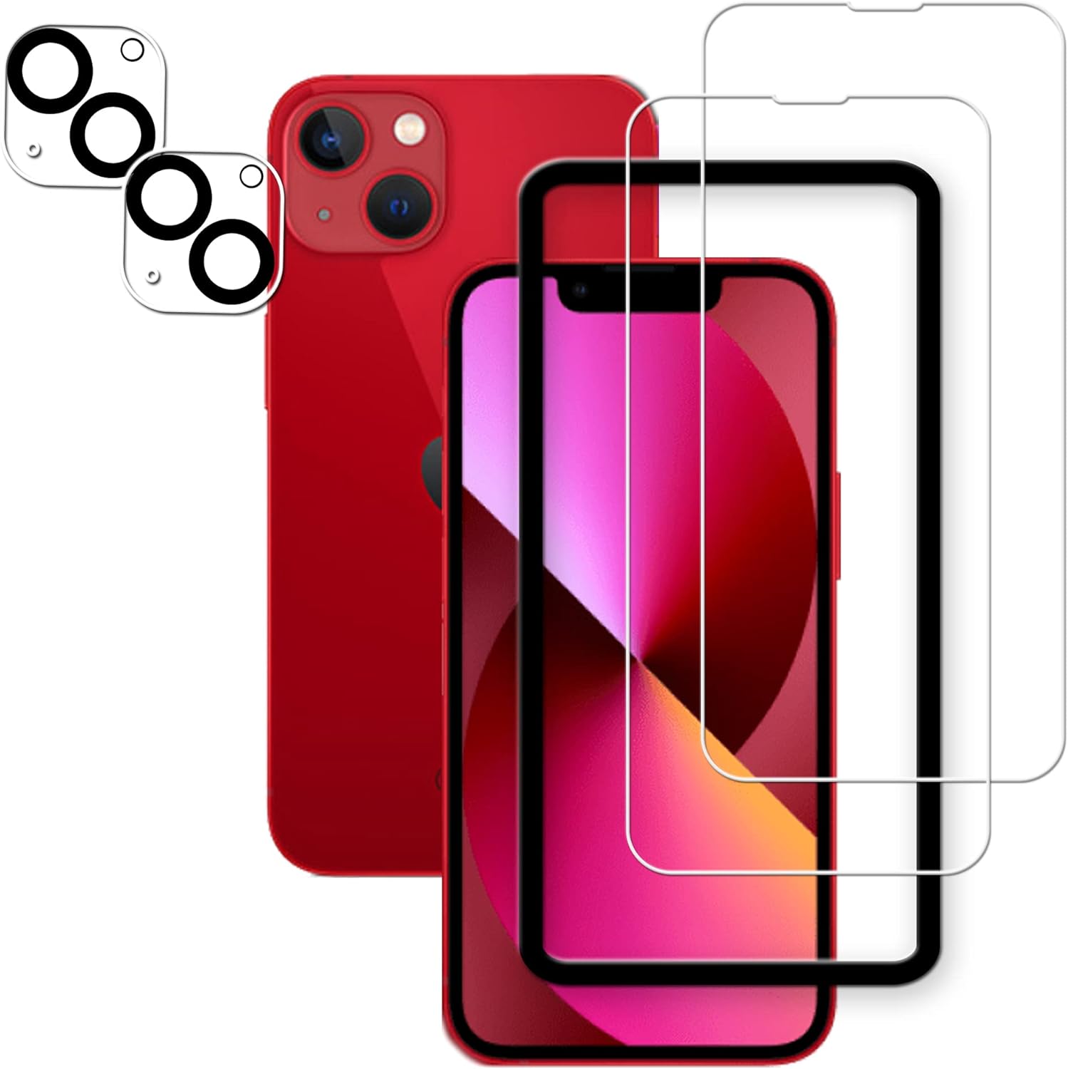 Easy Alignment Frame Designed For iPhone 13 mini Tempered Glass Screen Protector 2-Pack Camera Lens Protector Film 2-Pack