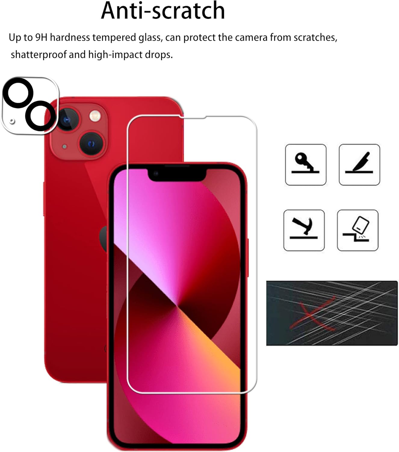 Easy Alignment Frame Designed For iPhone 13 mini Tempered Glass Screen Protector 2-Pack Camera Lens Protector Film 2-Pack