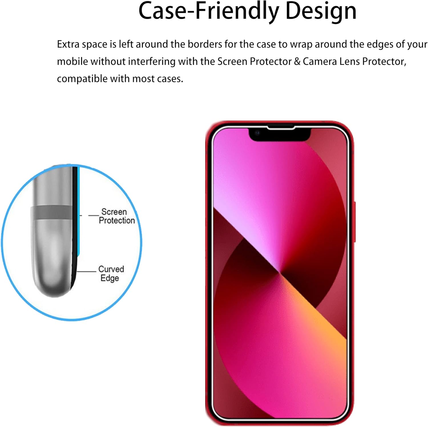 Easy Alignment Frame Designed For iPhone 13 mini Tempered Glass Screen Protector 2-Pack Camera Lens Protector Film 2-Pack