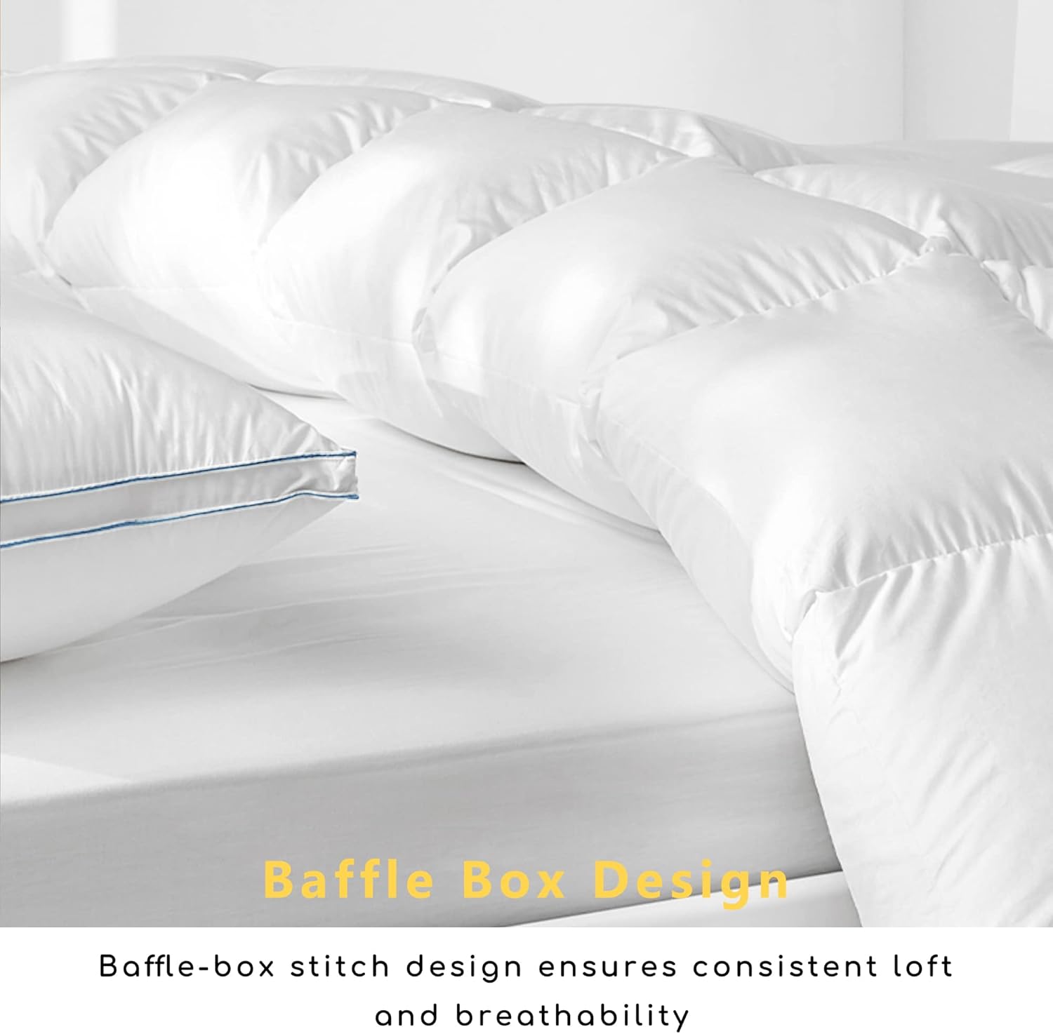 DOMDEC Heavyweight Goose Feather Down Comforter- Twin Size Winter Duvet- Ultra Soft 850 Fill Power Hotel Collection 42oz Thick Duvet Insert Cold Weather Sleepers(68X90', White), XL, (DD2011) · v14