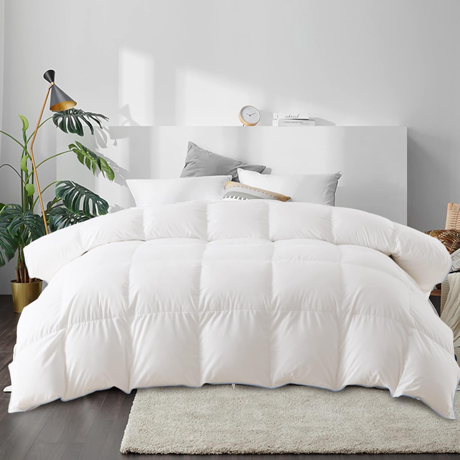 DOMDEC Heavyweight Goose Feather Down Comforter- King Size Winter Duvet- Ultra Soft 850 Fill Power Hotel Collection 65oz Thick Duvet Insert Cold Weather Sleepers(104X90', White) (DD2011) · v2
