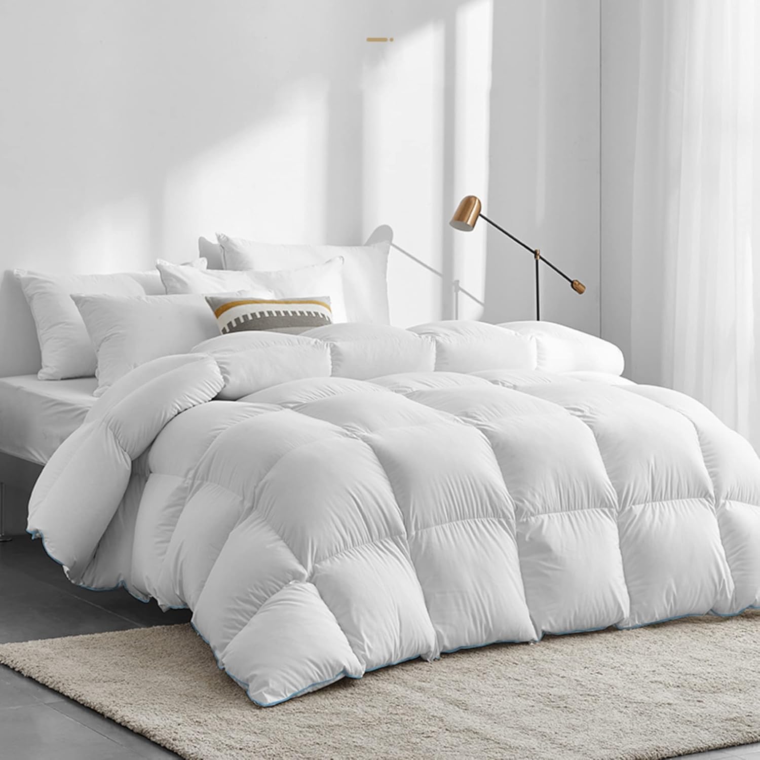 DOMDEC Heavyweight Goose Feather Down Comforter- King Size Winter Duvet- Ultra Soft 850 Fill Power Hotel Collection 65oz Thick Duvet Insert Cold Weather Sleepers(104X90', White) (DD2011) · v2