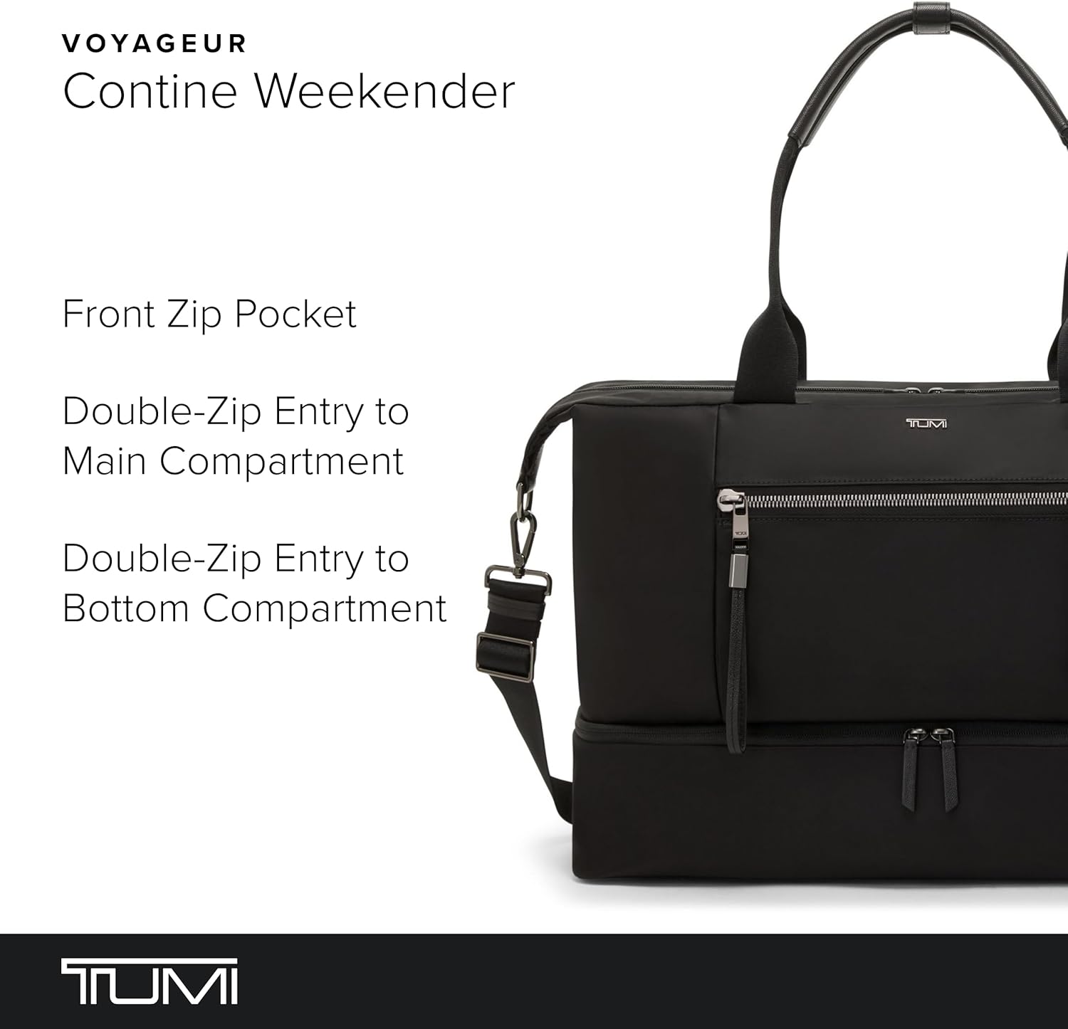 TUMI - Voyageur Contine Weekender - Travel Weekend Bag for Women - Holds Up to 14 Laptop - Multiple Compartment  Pockets - Black amp; Gunmetal Hardware · v2