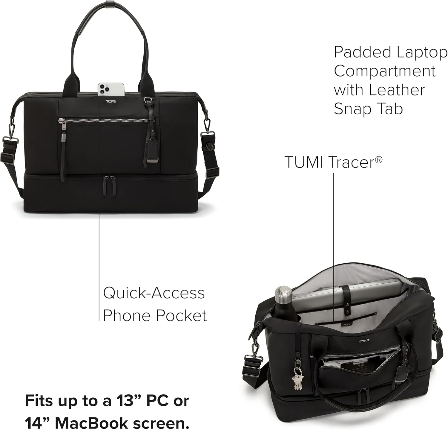 TUMI - Voyageur Contine Weekender - Travel Weekend Bag for Women - Holds Up to 14 Laptop - Multiple Compartment  Pockets - Black amp; Gunmetal Hardware · v2