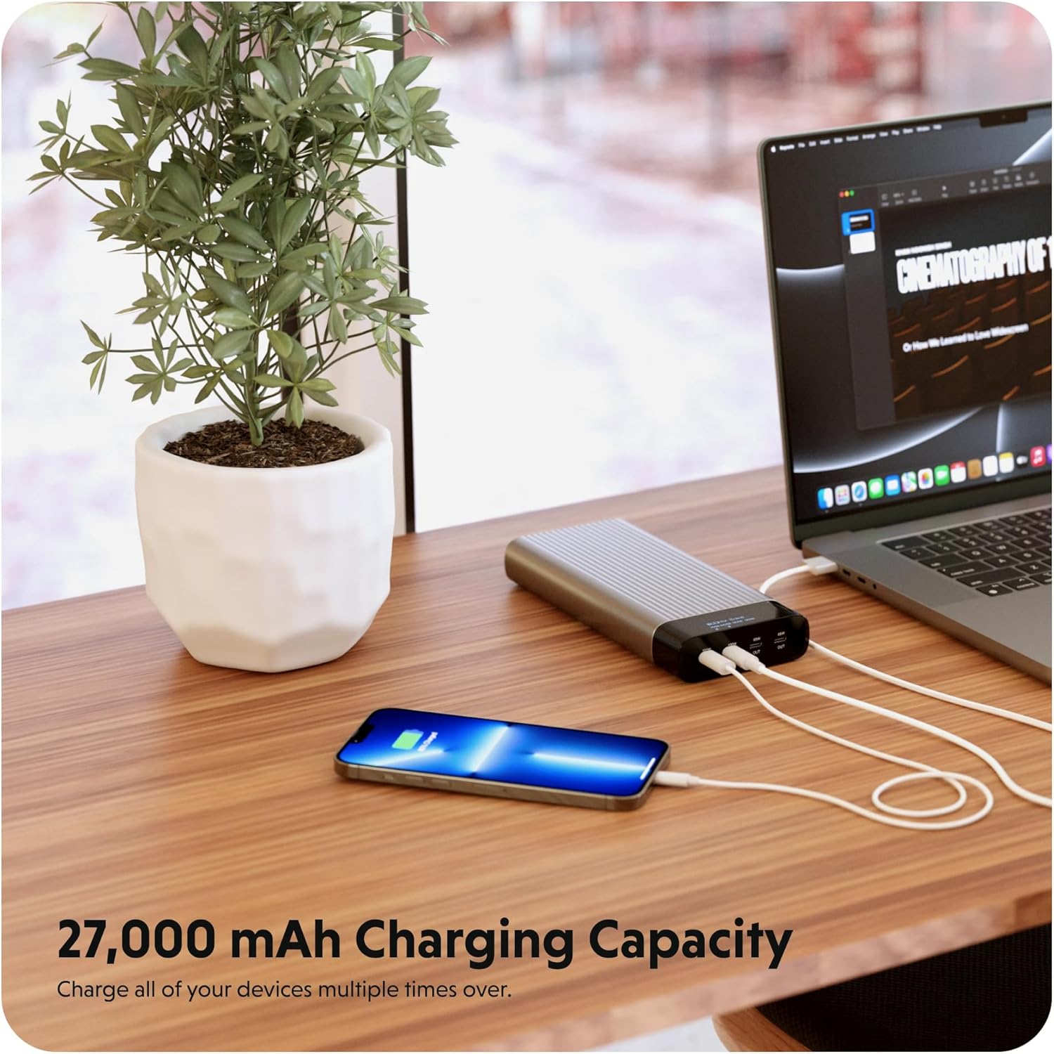 Batterie HyperJuice 245 W USB-C 100 Wh, MacBook M1, iPad, iPhone et plus encore, chargeur rapide type C, batterie externe de 27 000 mAh, chargeur portable