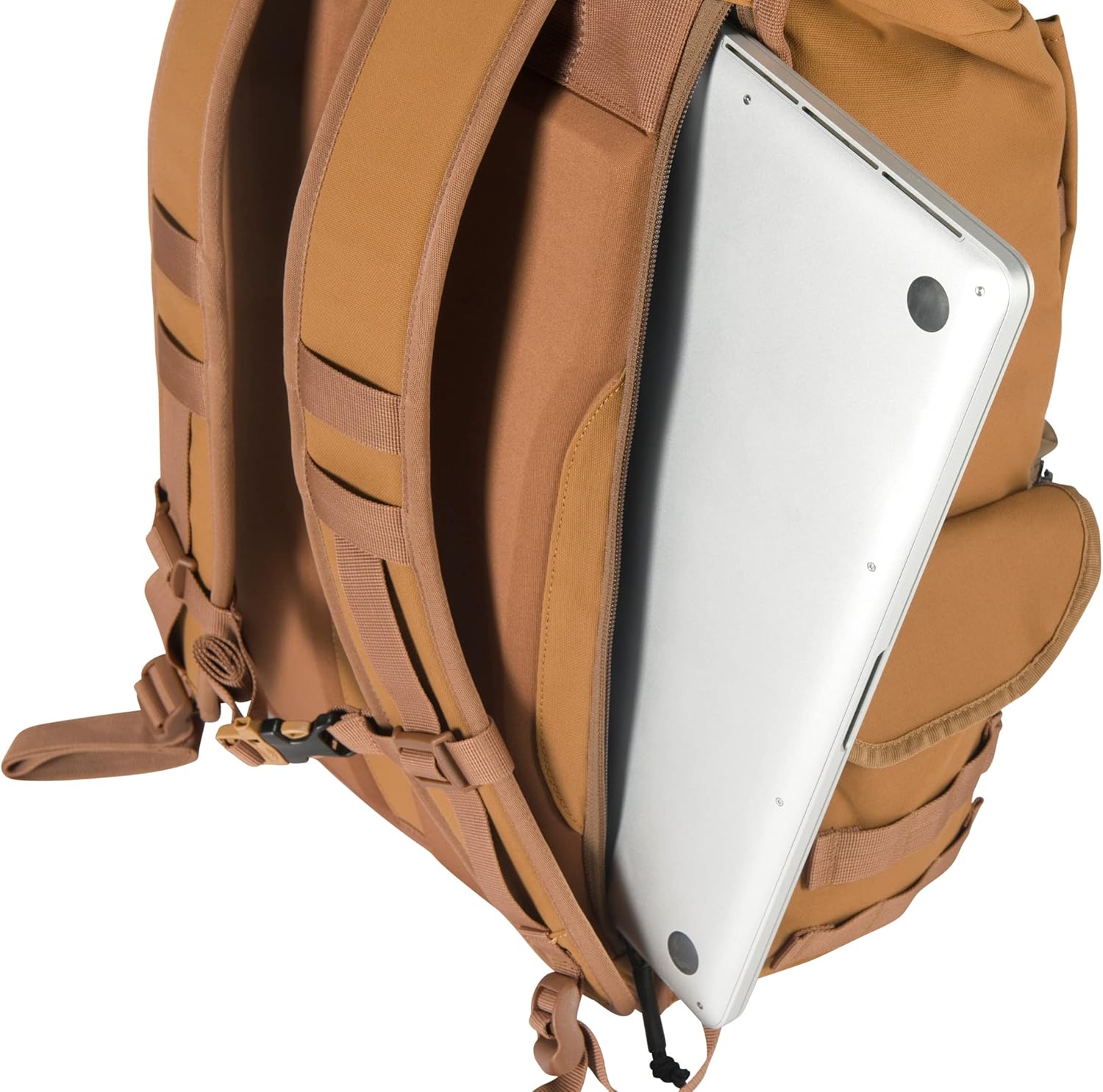 Carhartt 40L Nylon Roll Top Backpack, Heavy-Duty Water-Resistant Material W/ 17 Laptop Sleeve, Brown, One Size · v4