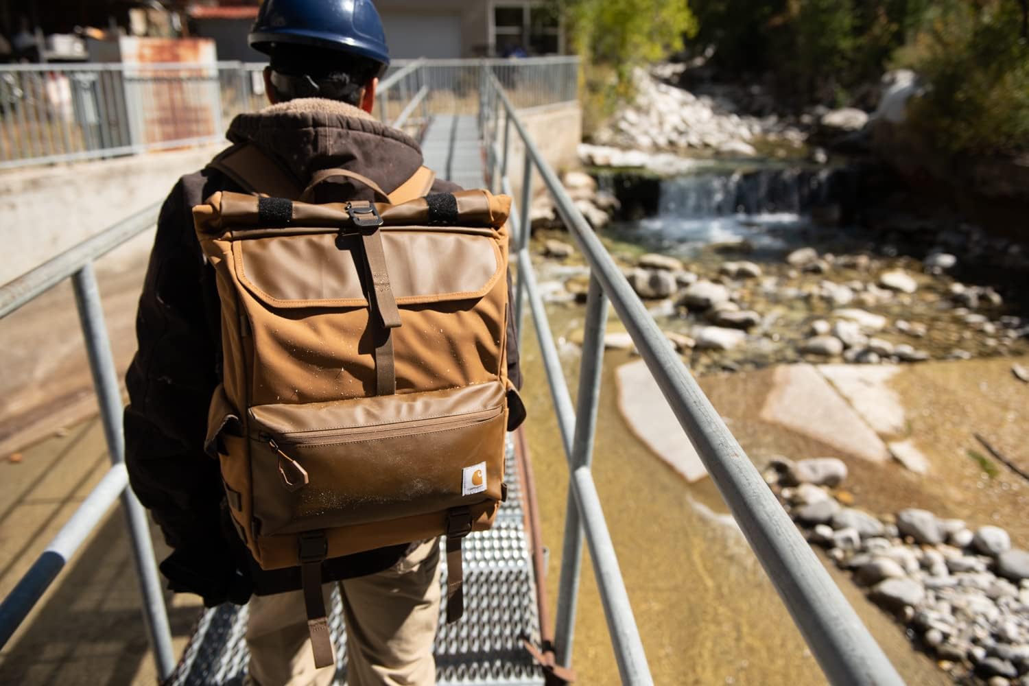 Carhartt 40L Nylon Roll Top Backpack, Heavy-Duty Water-Resistant Material W/ 17 Laptop Sleeve, Brown, One Size · v4