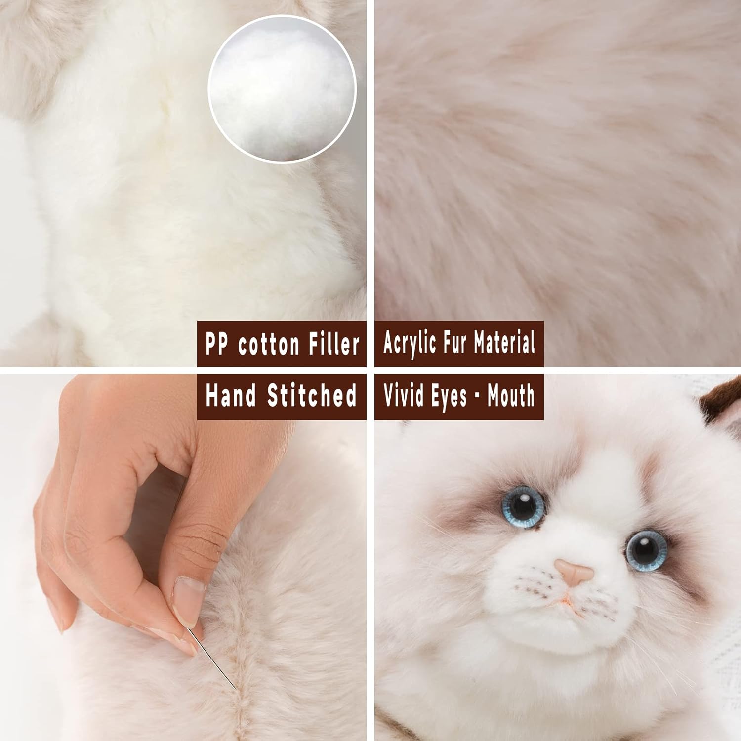 Cu-Mate, bambole di peluche Ragdoll grigie da 20 pollici, simpatico peluche fatto a mano con gatto Ann Baker, regalo di compleanno per ragazzi e ragazze