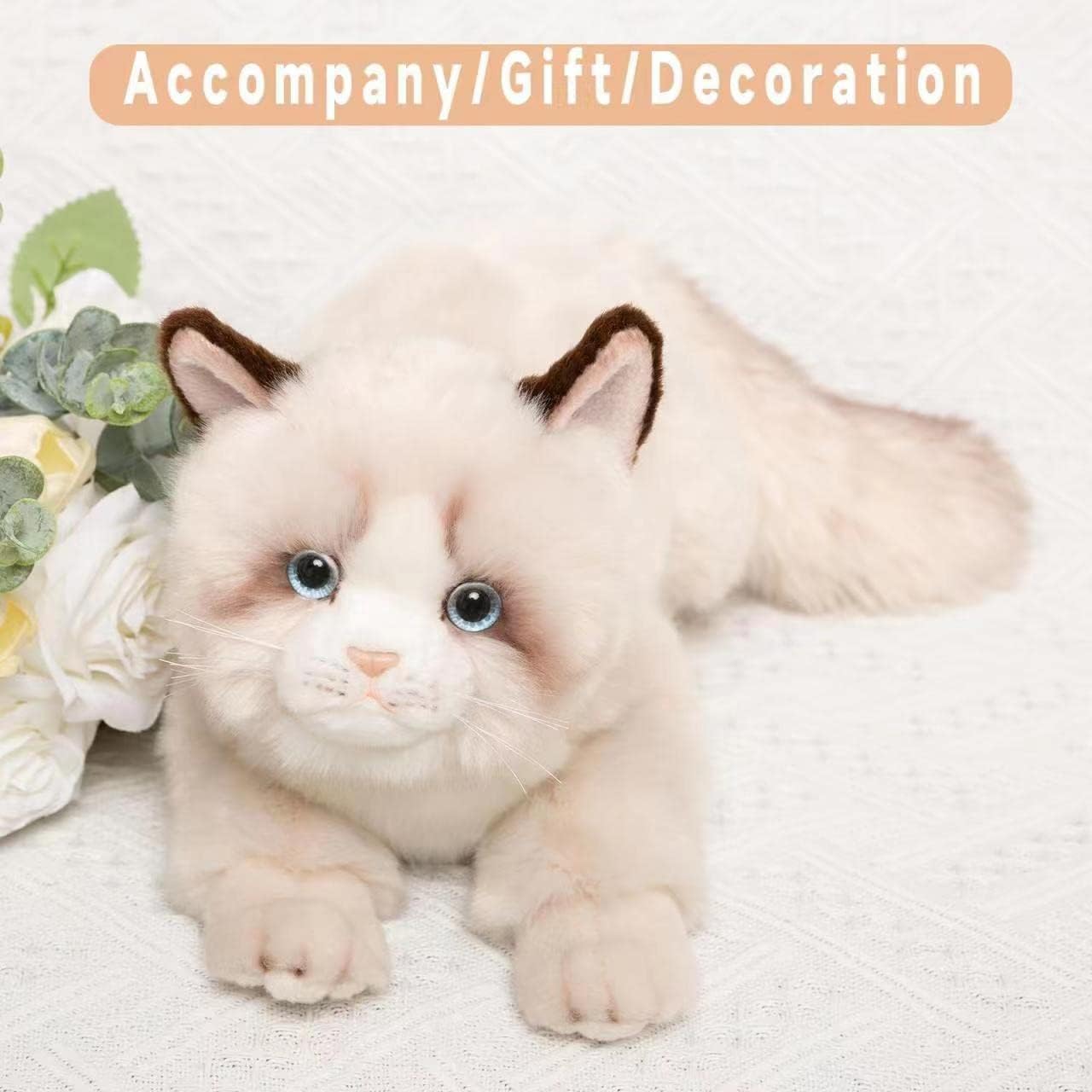 Cu-Mate, bambole di peluche Ragdoll grigie da 20 pollici, simpatico peluche fatto a mano con gatto Ann Baker, regalo di compleanno per ragazzi e ragazze