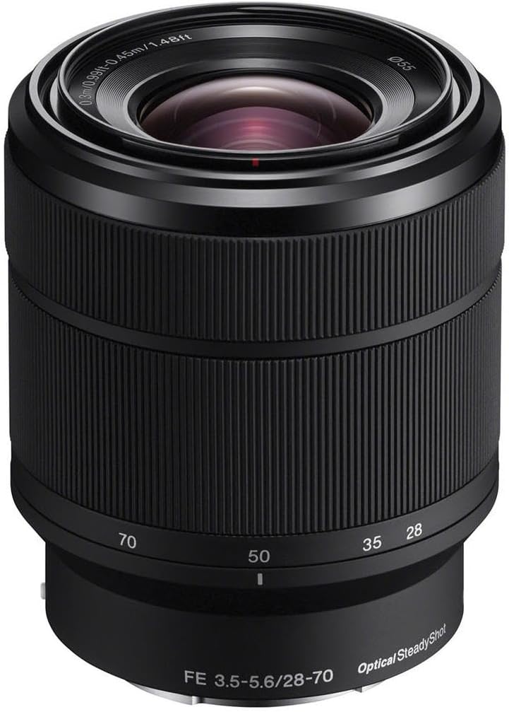 Lente Sony FE 28-70 mm f/3,5-5,6 OSS para Sony E, paquete con kit de filtros de 55 mm, funda de objetivo, limpiador de objetivos, kit de limpieza, correa de tapa de objetivo
