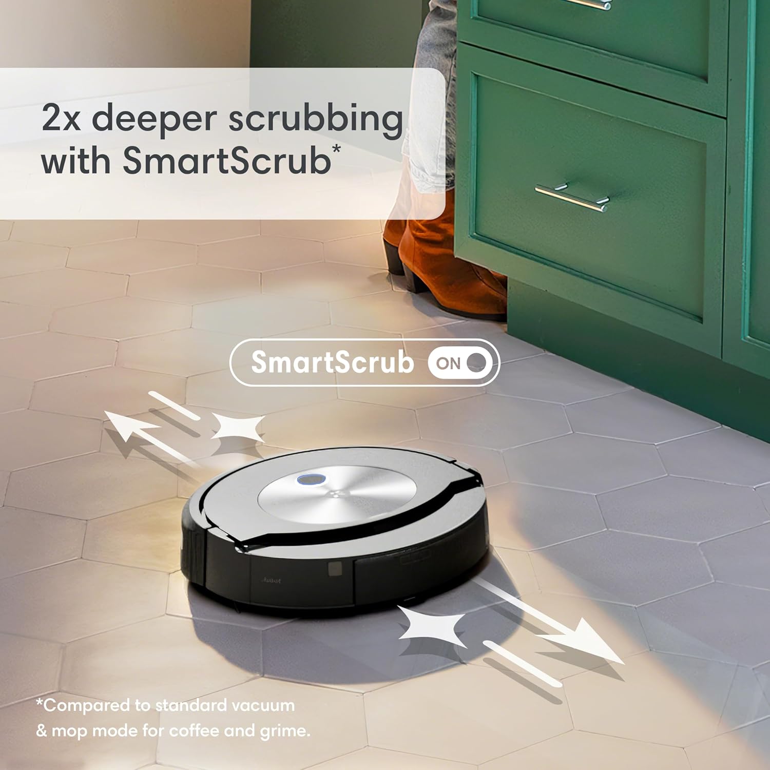 iRobot Roomba Combo j7 Saugroboter, selbstentleernder Wischmopp — Saugt und wischt automatisch, vollständig ausziehbares Wischpad, identifiziert Verstärker; vermeidet Hindernisse, Smart Mapping, Alexa, ideal für Haustiere