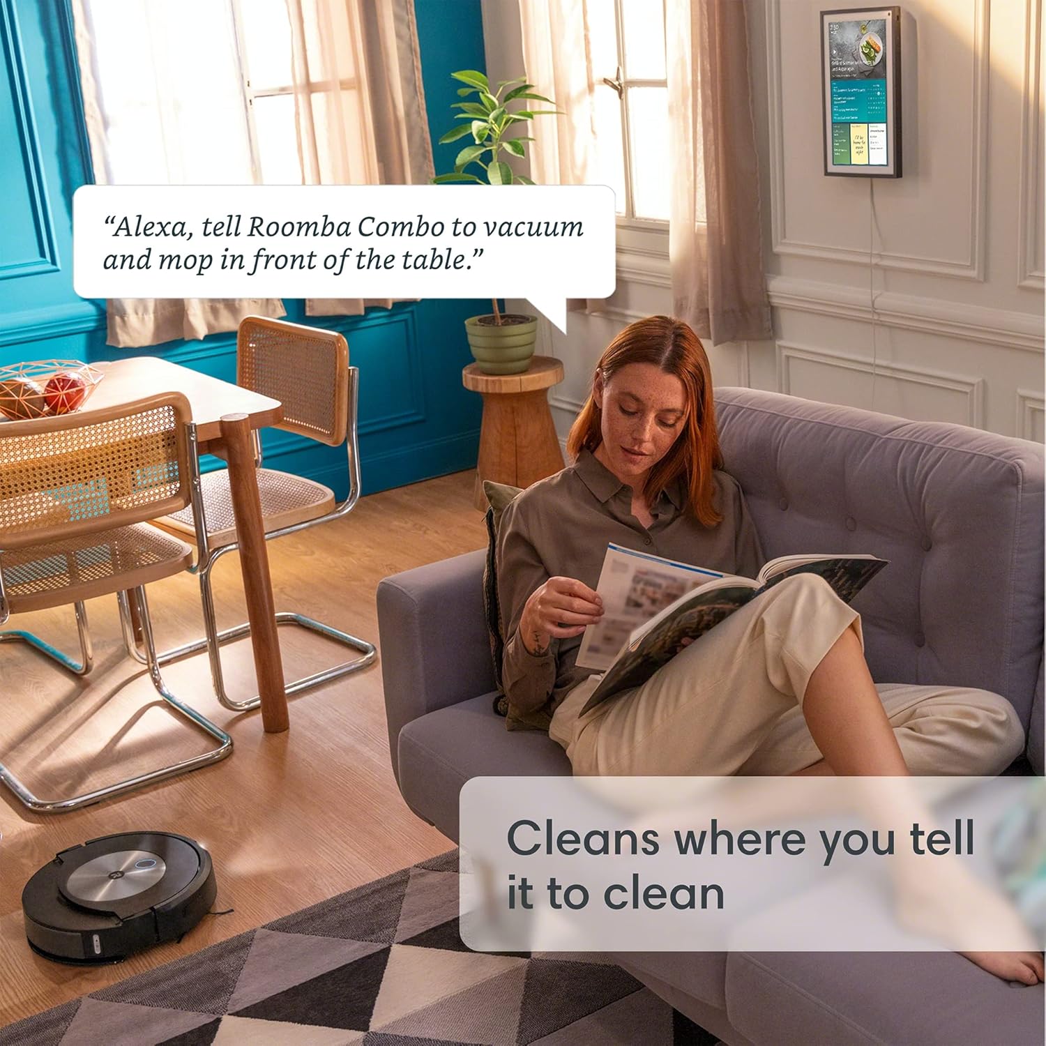 iRobot Roomba Combo j7 Saugroboter, selbstentleernder Wischmopp — Saugt und wischt automatisch, vollständig ausziehbares Wischpad, identifiziert Verstärker; vermeidet Hindernisse, Smart Mapping, Alexa, ideal für Haustiere