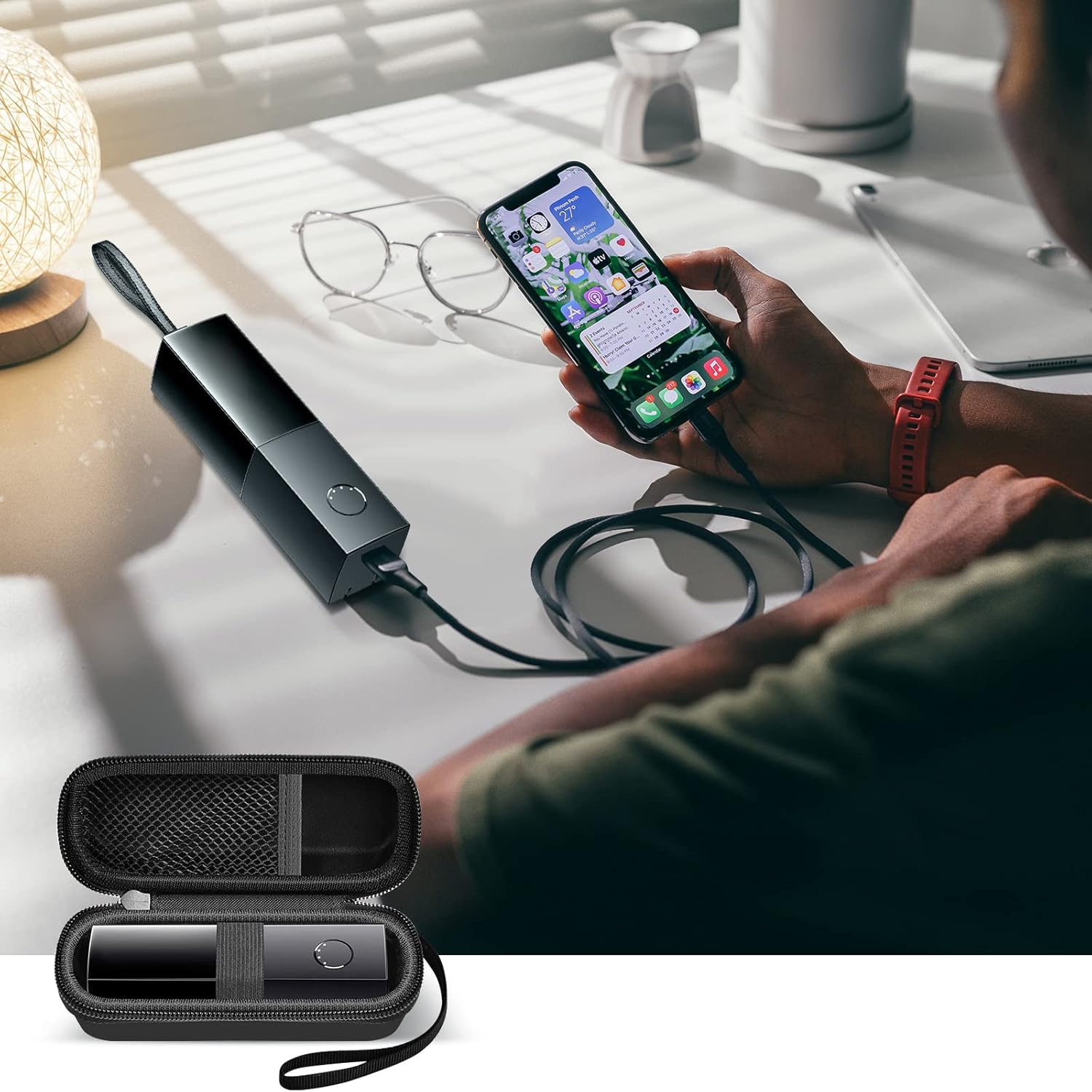 Anker Taşınabilir Şarj Cihazı ile Uyumlu Kılıf, 511 Güç Bankası 5,000mAh için Saklama Çantası, iPhone/Cep Telefonu Güç Dağıtımı için Organizatör, Apple Watch için Pil Paketi Tutucu, AirPods için - Sadece Kılıf