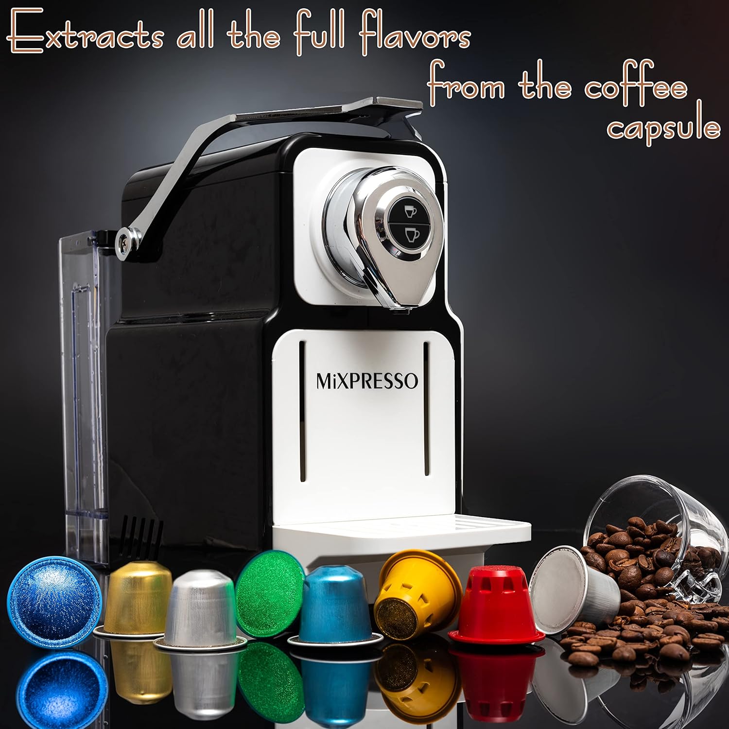 Mixpresso Espresso Machine for Nespresso Compatible Capsule, Single Serve Coffee Maker Programmable for Espresso Pods, Premium Italian 19 Bar High Pressure Pump 23oz 1400w Black Coffee Maker · v9