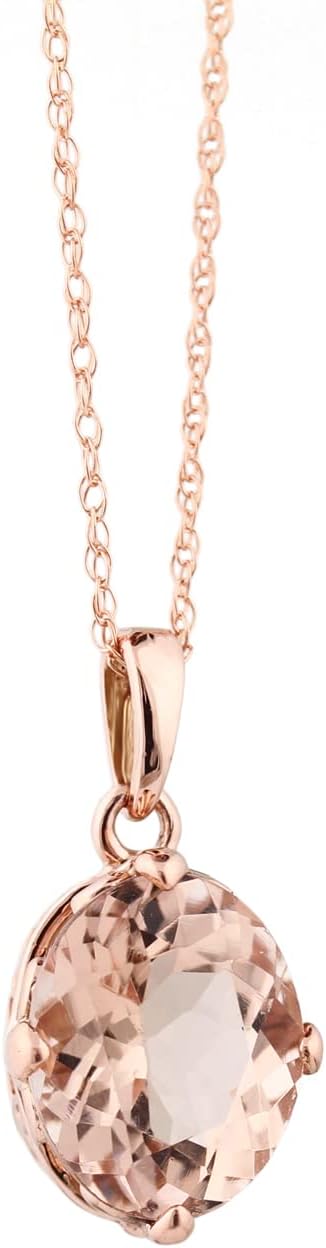 GNGJewel Solid 14k Rose Gold Fancy Color Morganite (9x7mm Oval) Solitaire Pendant Necklace, 18' chain · v2