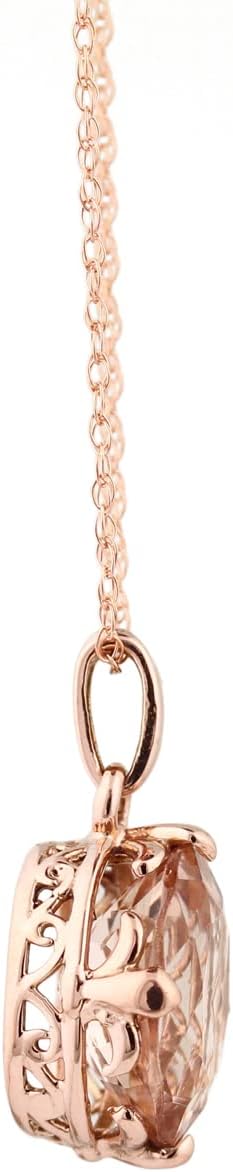 GNGJewel Solid 14k Rose Gold Fancy Color Morganite (9x7mm Oval) Solitaire Pendant Necklace, 18' chain · v2