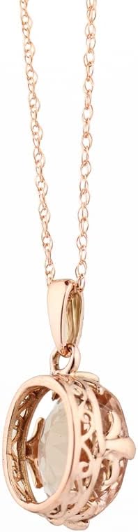 GNGJewel Solid 14k Rose Gold Fancy Color Morganite (9x7mm Oval) Solitaire Pendant Necklace, 18' chain · v2