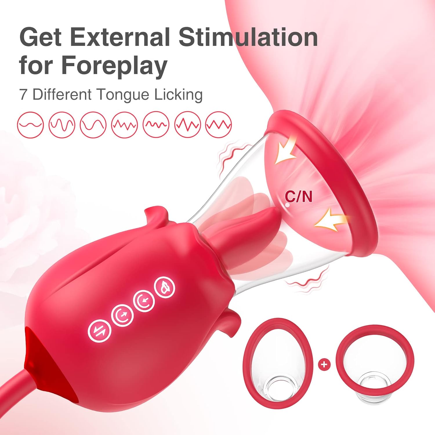 Rosen-Sexspielzeug für Frauensex — 3-in-1-Upgrade Rose Sexstimulator für Frauen mit 7 Zungenlecken, Vibratordildo mit 3 Stößen, Sexspielzeug für Erwachsene für Paare, G-Punkt-Vibratoren, Klitorisnippel