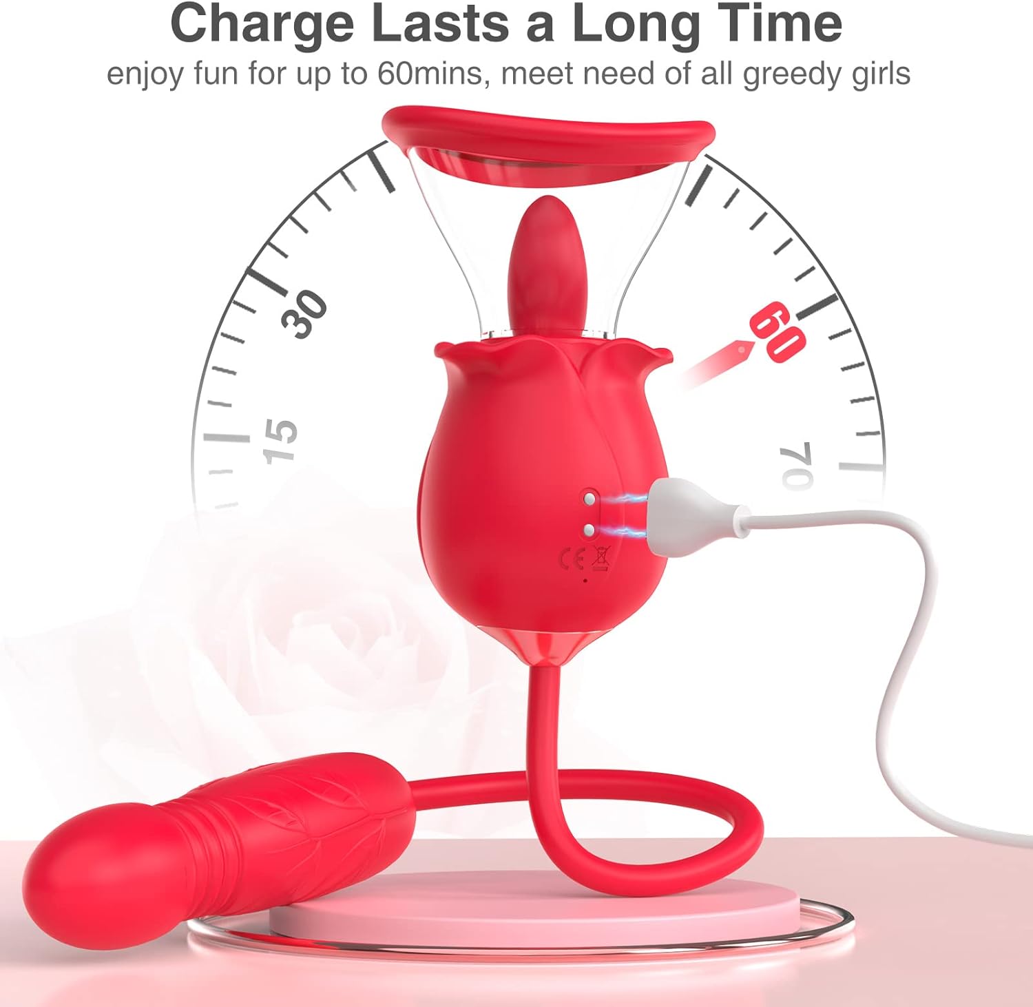 Rosen-Sexspielzeug für Frauensex — 3-in-1-Upgrade Rose Sexstimulator für Frauen mit 7 Zungenlecken, Vibratordildo mit 3 Stößen, Sexspielzeug für Erwachsene für Paare, G-Punkt-Vibratoren, Klitorisnippel