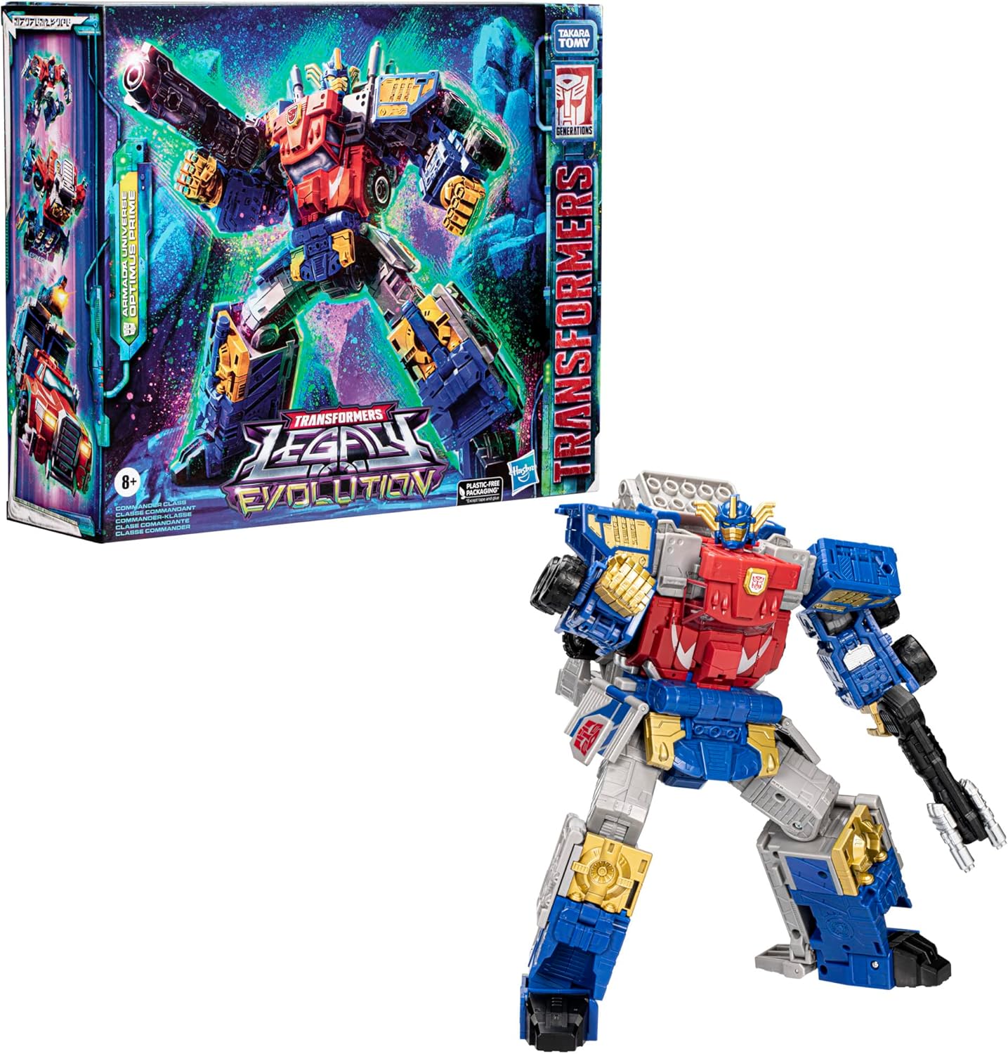 Giocattolo Transformers Toys Legacy Evolution Commander Armada Universe Optimus Prime, 7,5 pollici, action figure per ragazzi e ragazze dagli 8 anni in su