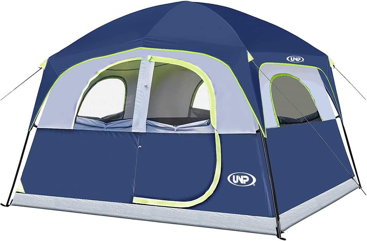 UNP Tents 6 Person Waterproof Windproof Easy Setup,Double Layer Family Camping Tent with 1 Mesh Door  5 Large Mesh Windows -10X9'X78in(H) · v2