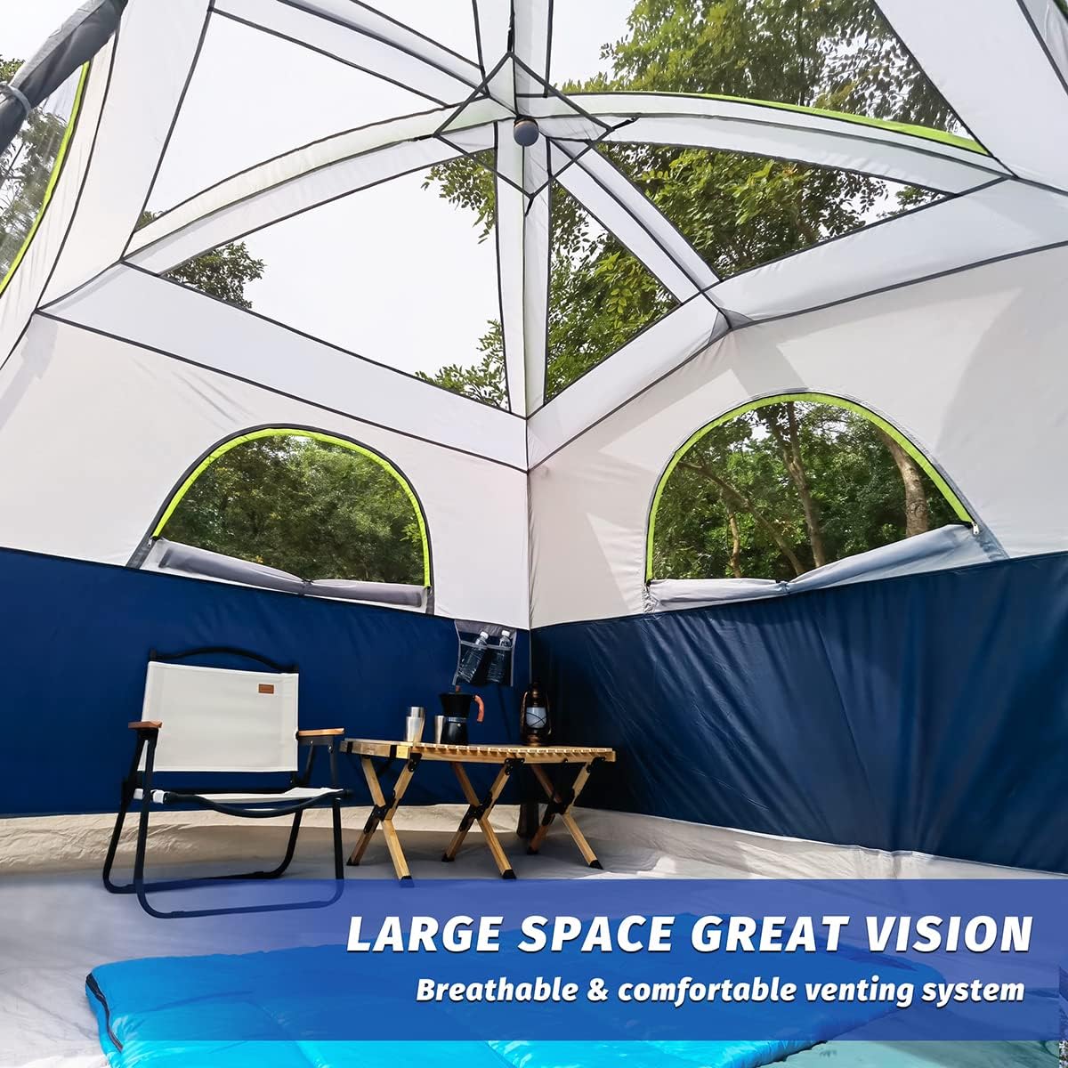 UNP Tents 6 Person Waterproof Windproof Easy Setup,Double Layer Family Camping Tent with 1 Mesh Door  5 Large Mesh Windows -10X9'X78in(H) · v2