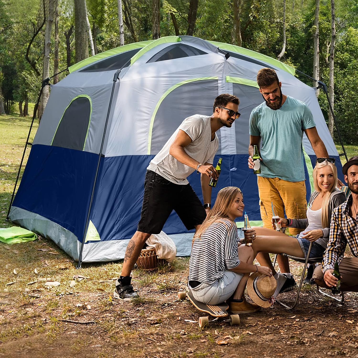 UNP Tents 6 Person Waterproof Windproof Easy Setup,Double Layer Family Camping Tent with 1 Mesh Door  5 Large Mesh Windows -10X9'X78in(H) · v2