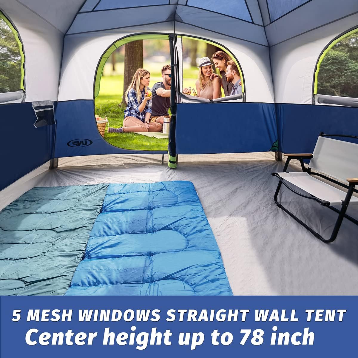 UNP Tents 6 Person Waterproof Windproof Easy Setup,Double Layer Family Camping Tent with 1 Mesh Door  5 Large Mesh Windows -10X9'X78in(H) · v2