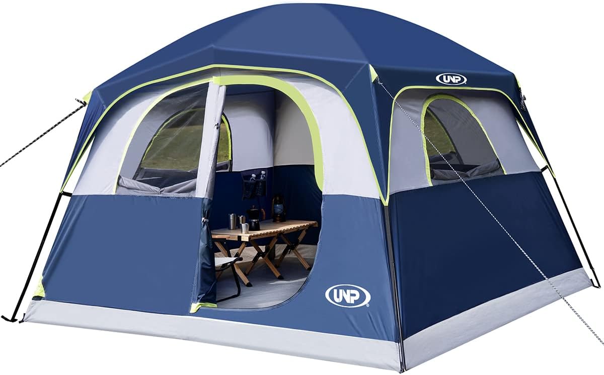 UNP Tents 6 Person Waterproof Windproof Easy Setup,Double Layer Family Camping Tent with 1 Mesh Door  5 Large Mesh Windows -10X9'X78in(H) · v2