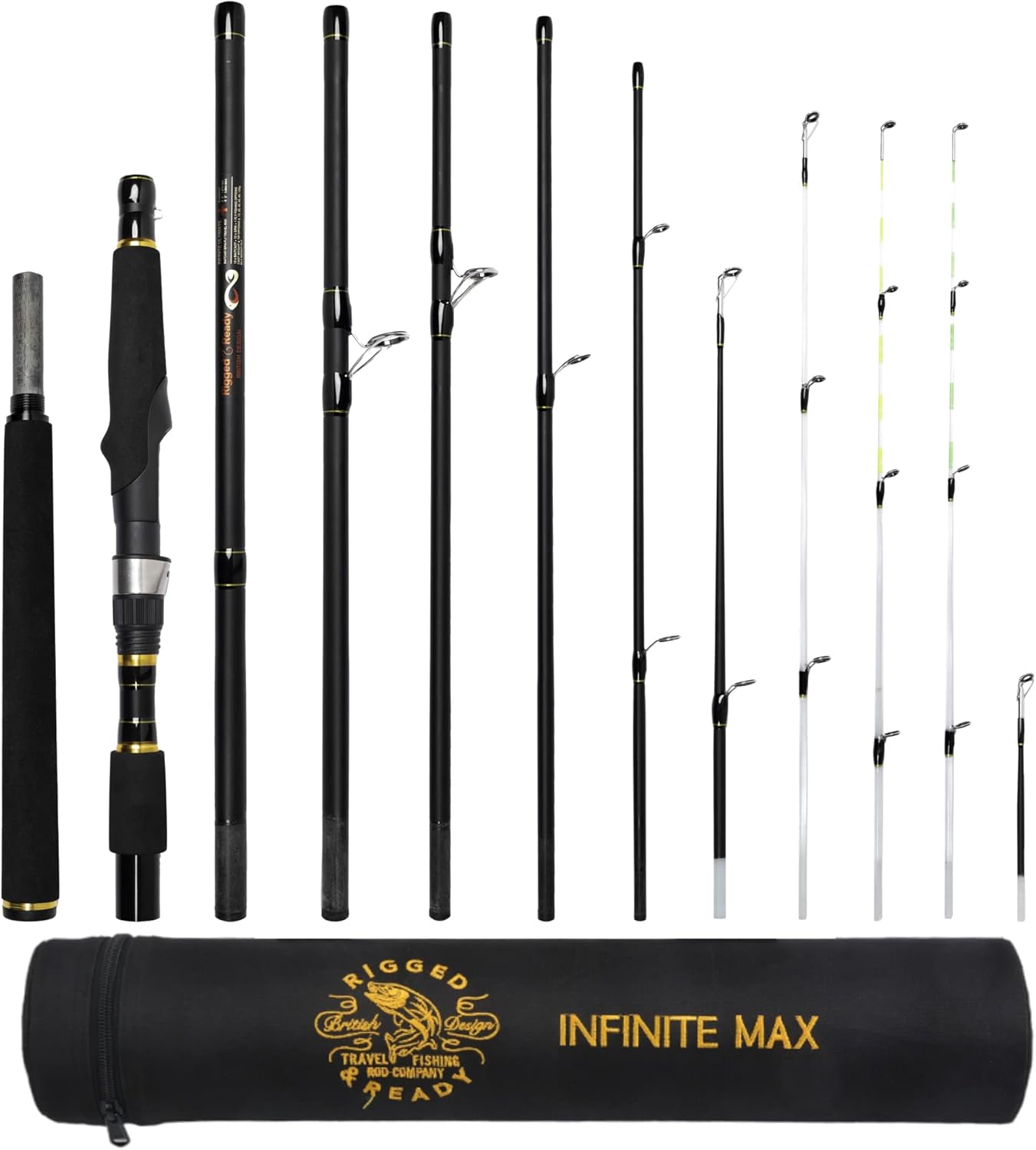 조작 및 준비된 Infinite Max 스피닝-베이트캐스팅 여행용 낚싯대.