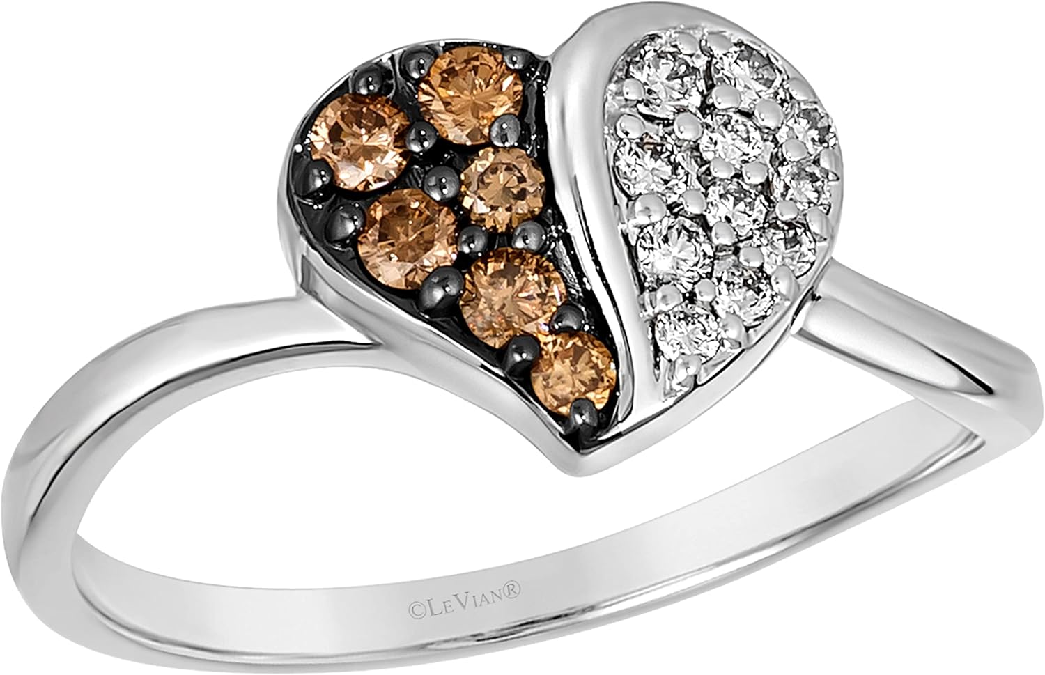 1/3 Carat Diamond and Red Ruby Heart Ring for Women in 14k White or Rose Gold cttw Promise Anniversary Ring Size 5 to 10 by LeVian · v2