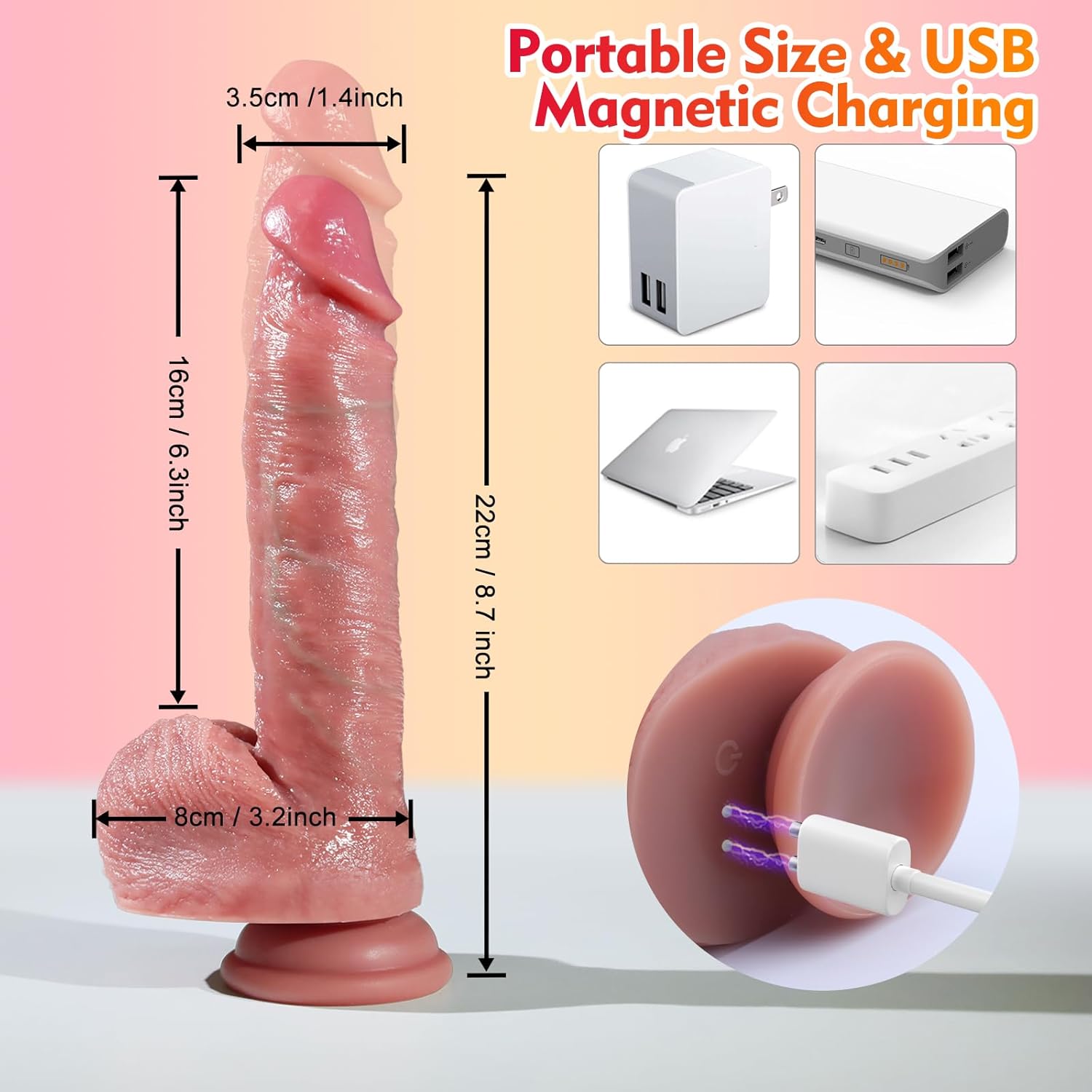 Thrusting Dildo Vibrator Sex Toys - 8.7 Adult Toys Realistic Lifelike Silicone Penis G Spot Vagina Suction Cup Heated Electric Dildos Vibrators with 7 Modes, Adult Female Sex Toys  Games for Women · v6