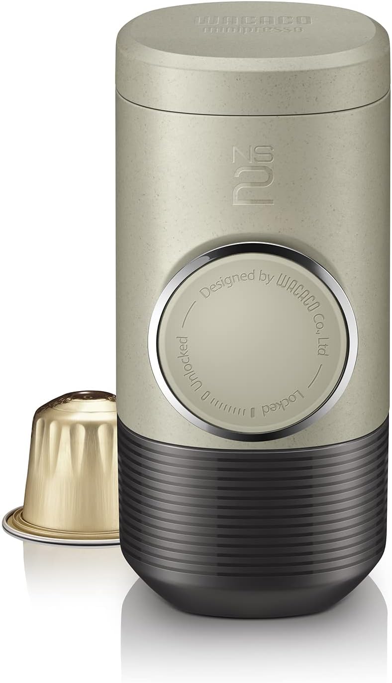 WACACO Minipresso NS2 เครื่องชงเอสเพรสโซพกพา ใช้ได้กับแคปซูล NS Original และรุ่นที่เข้ากันได้ ควบคุมด้วยมือ เครื่องชงกาแฟแบบมือถือขนาดเล็ก 18 บาร์ สำหรับการเดินทาง การตั้งแคมป์