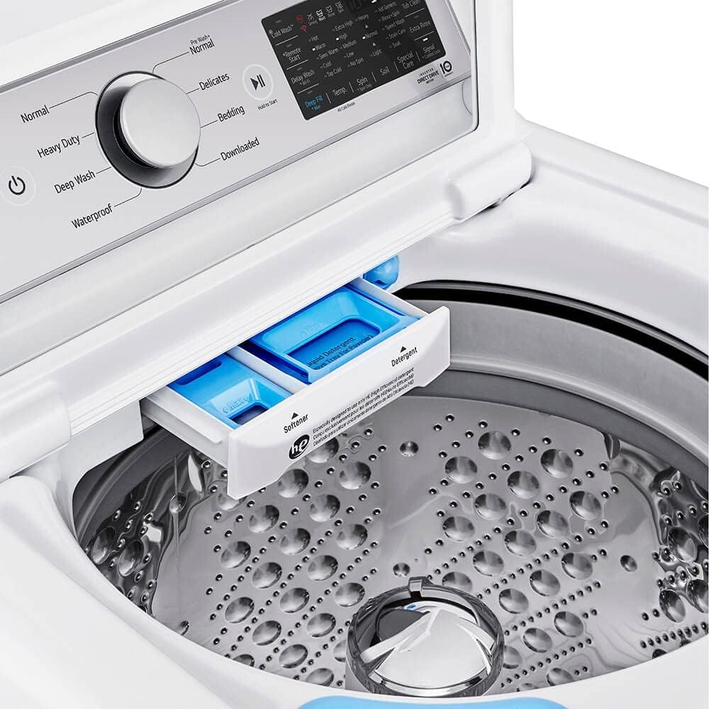 LG WT7405CW 5.3 Cu. Ft. White Top Load Washer with 4-Way Agitator  TurboWash3D Technology
