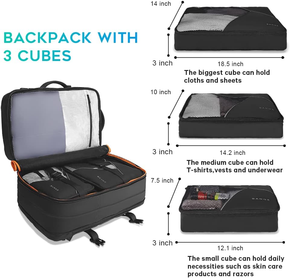 45L Carry On Backpack, Weekender Travel Backpacks, 17.3 inch Laptop Back Pack Business Expandable Bag for Men and Women… (Blake45L（with3cubes))… · v3