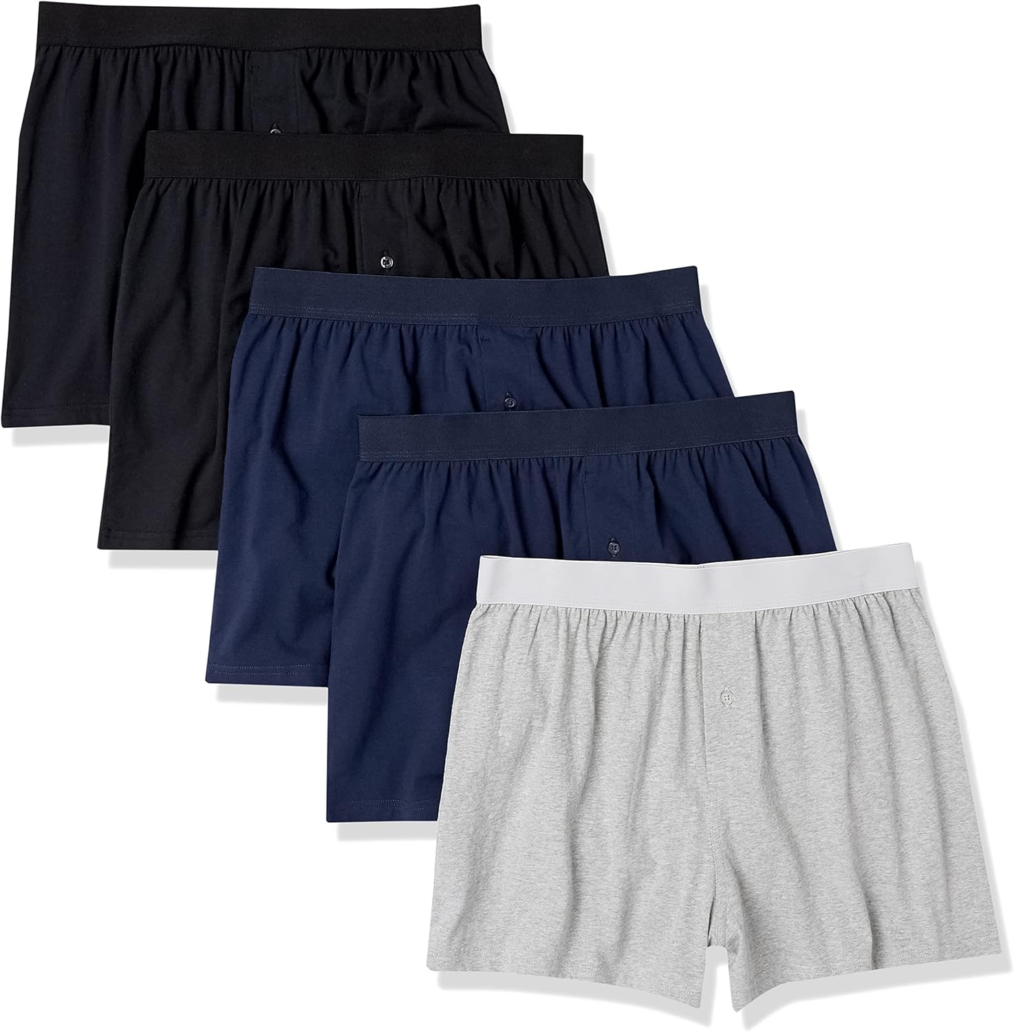 Amazon Essentials Mens Cotton Jersey Boxer Short Underwear (Available in Big  Tall), Pack of 5