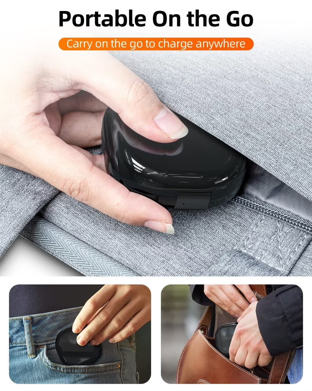 YKZ 3 in 1 자석식 수납형 충전 케이블, 모든 기기에 사용 가능한 Micro USB/Type-C가 있는 3A 여행용 수납형 USB 전화 충전기 코드
