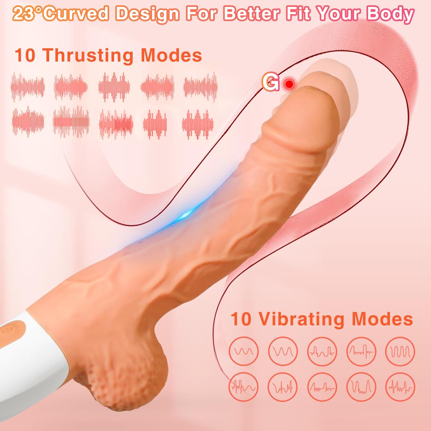 Realistische dildo voor vrouwen met seksmachine, met 10 vibrerende stuwstanden voor G-spot, anale stimulatie van de clitoris, siliconen vibrator met afstandsbediening, seksspeeltje voor volwassenen (vlees)