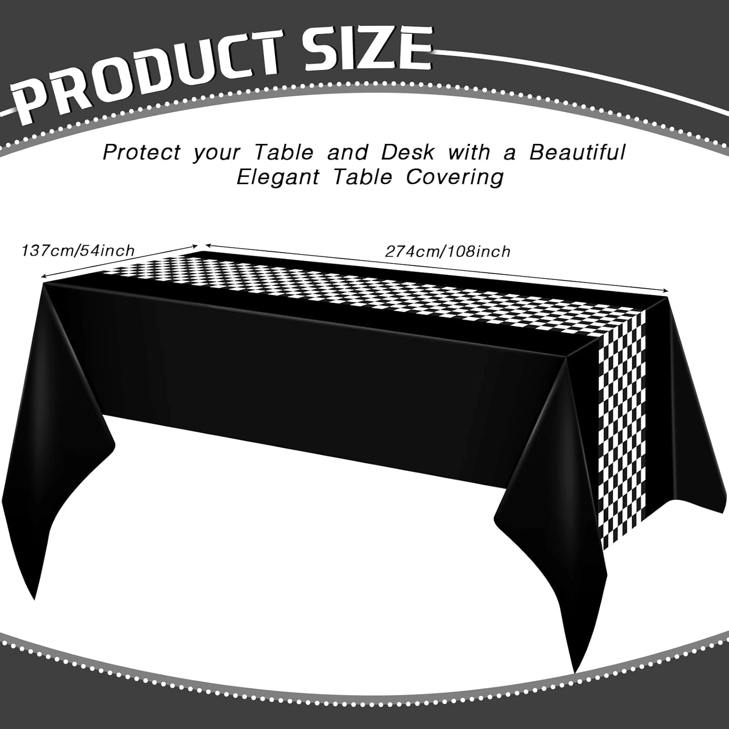 Irenare Car Birthday Party Supplies Racing Party Decorations Road Tablecloth Racetrack Table Runner Table Covers for Kids Boy Car Theme Birthday Party, 54 x 108 Inch (Black,3 Sheets) · v5