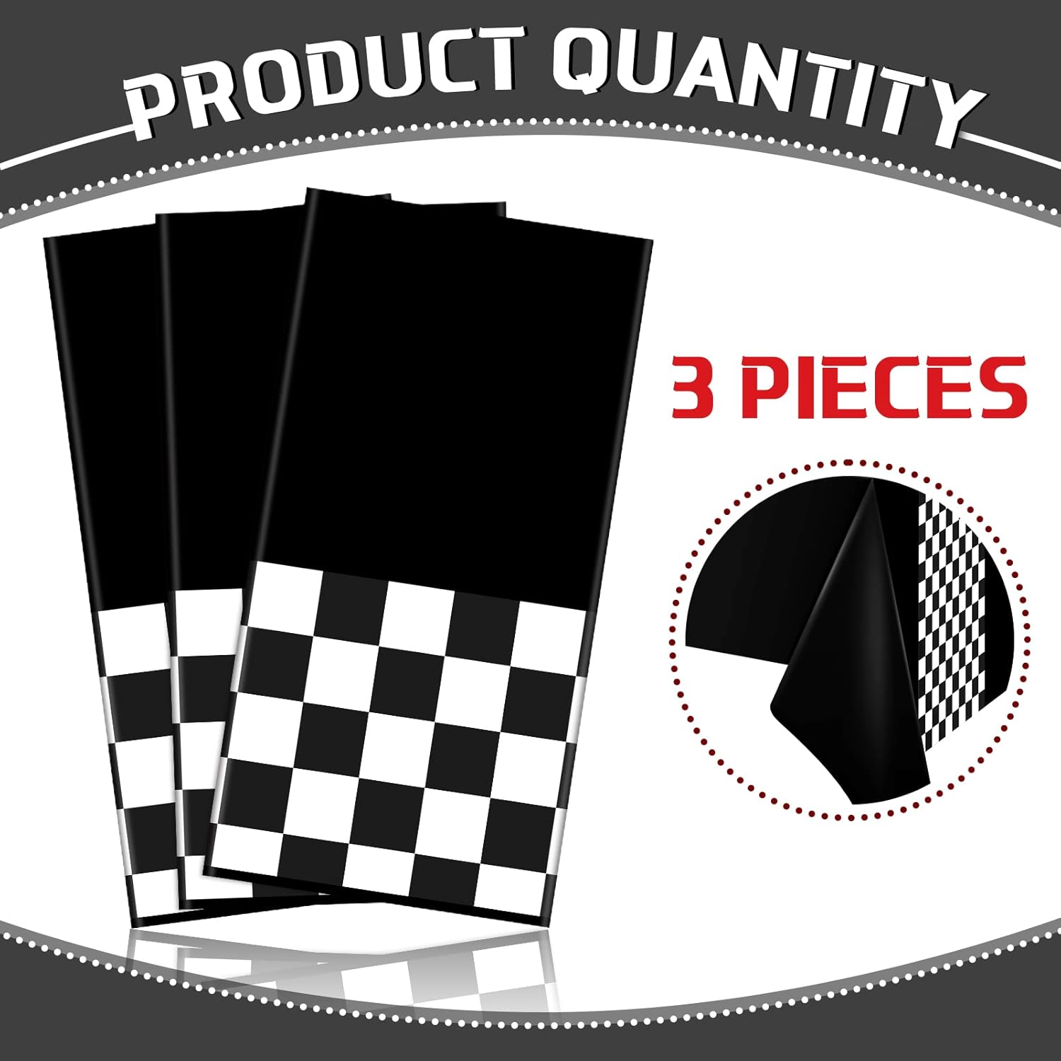 Irenare Car Birthday Party Supplies Racing Party Decorations Road Tablecloth Racetrack Table Runner Table Covers for Kids Boy Car Theme Birthday Party, 54 x 108 Inch (Black,3 Sheets) · v5