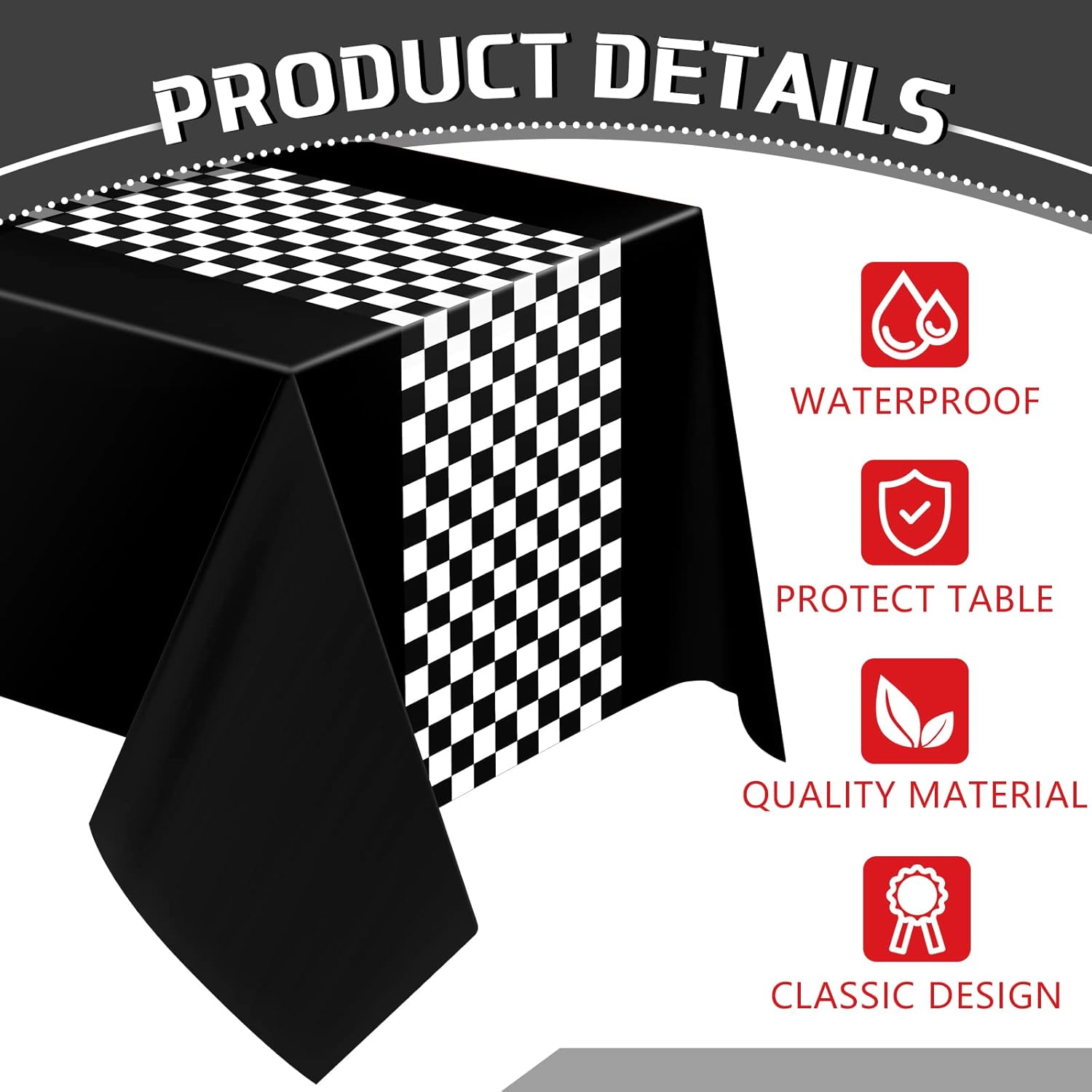 Irenare Car Birthday Party Supplies Racing Party Decorations Road Tablecloth Racetrack Table Runner Table Covers for Kids Boy Car Theme Birthday Party, 54 x 108 Inch (Black,3 Sheets) · v5